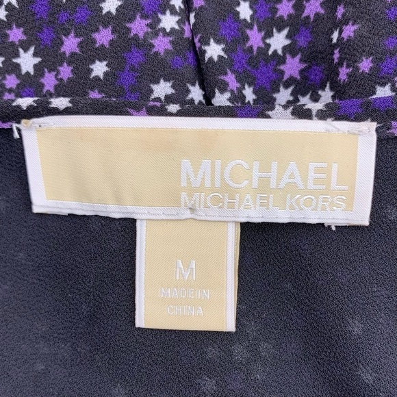MICHAEL Michael Kors Purple Stars Print Bell Sleeve Tunic Blouse Top Size Medium - Picture 9 of 12